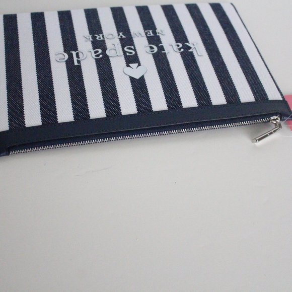 NWT Kate Spade street tote large zip pouch Navy/white - Picture 3 of 9